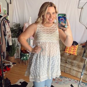NWt free people new romantics white cream lace tunic tank dress